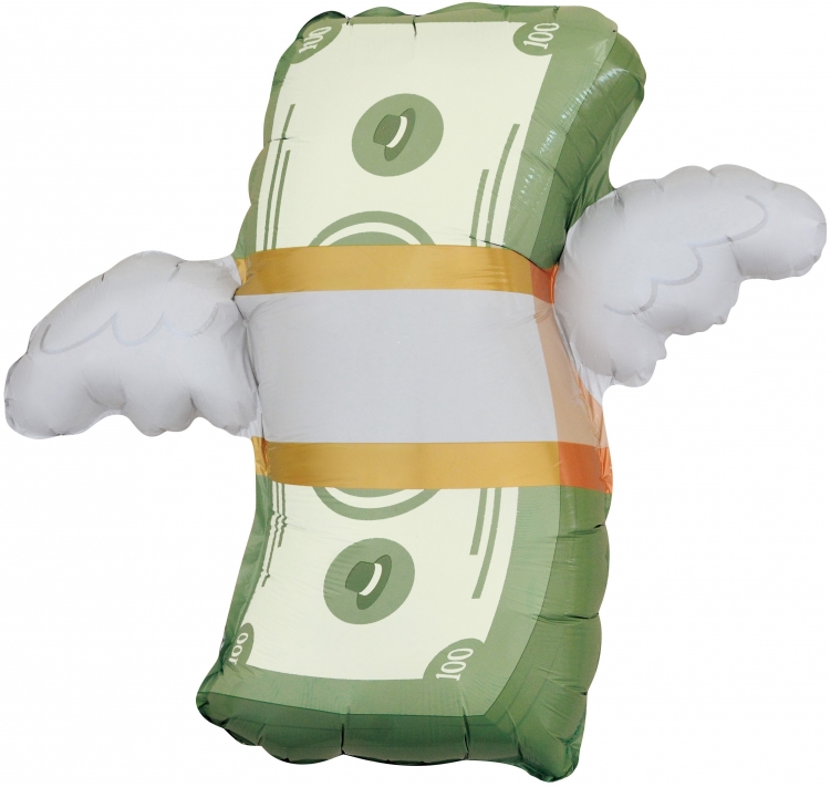 Шар Фигура Деньги с крыльями (в упаковке)   