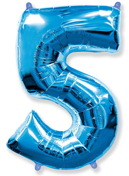 Шар Цифра "5" Синий / Five
