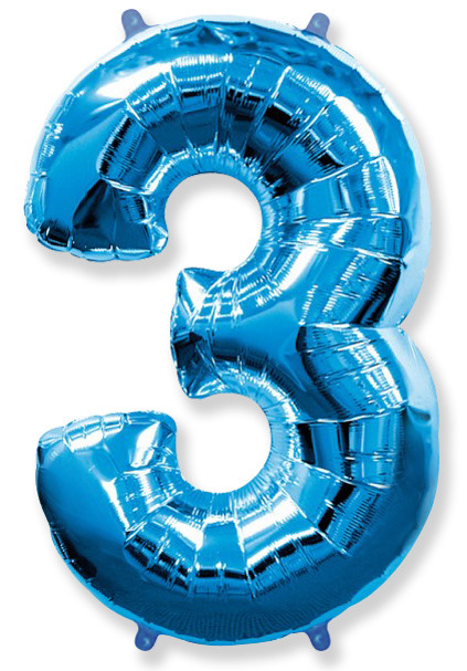 Шар Цифра "3" Синий / Three