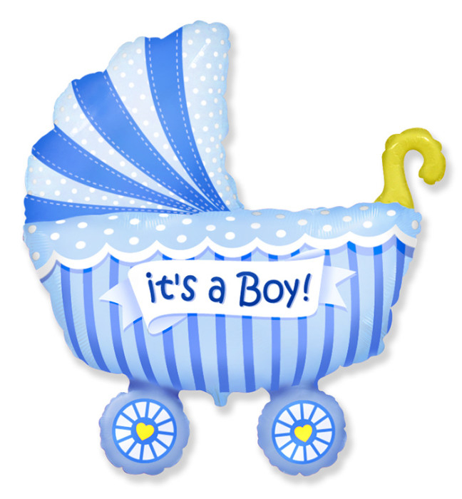 Шар Фигура, Коляска Это мальчик / Baby buggy boy (в упаковке)