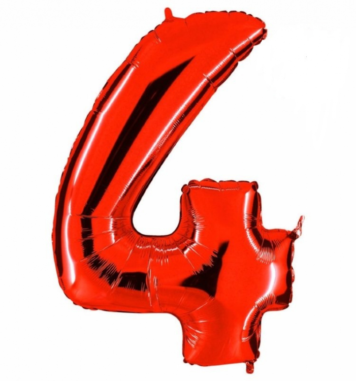 Шар Цифра "4" Красная / Red